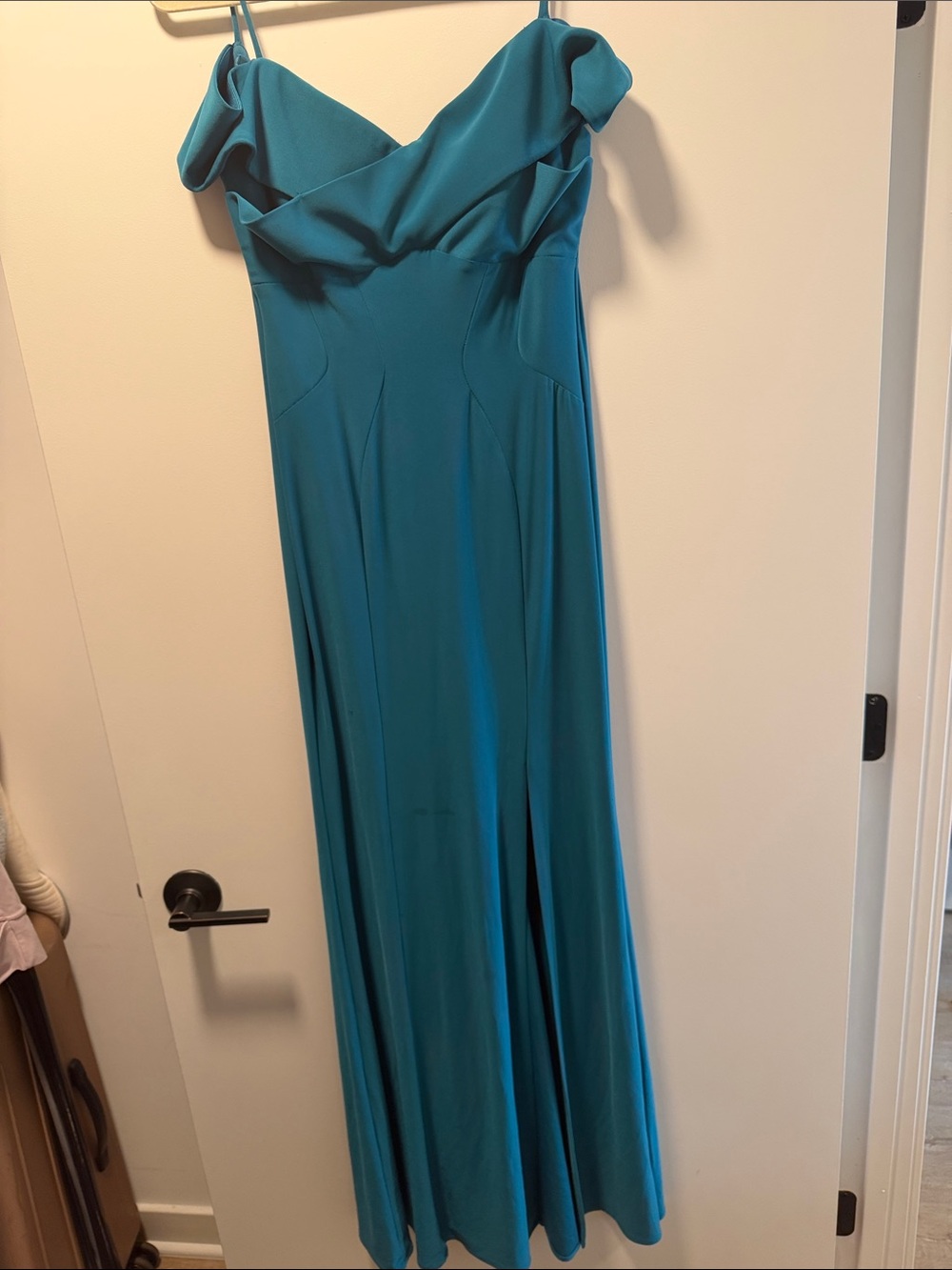 Off-Shoulder Teal Maxi Dress